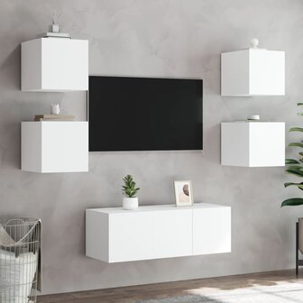 Tv-wandmeubels met LED-verlichting 2 st 30,5x35x30 cm wit 5