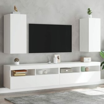 Tv-wandmeubels met LED-verlichting 2 st 30,5x35x70 cm wit 1