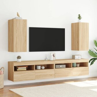 Tv-wandmeubel met LED-verlichting 30,5x35x70 cm sonoma eiken 6