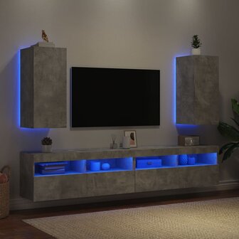 Tv-wandmeubels met LED 2 st 30,5x35x70 cm betongrijs 3