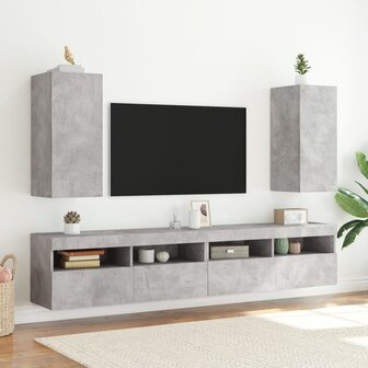 Tv-wandmeubels met LED 2 st 30,5x35x70 cm betongrijs 4