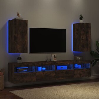 Tv-wandmeubelen met LED 2 st 30,5x35x70 cm gerookt eikenkleurig 3