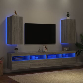 Tv-wandmeubelen met LED 2 st 30,5x35x70 cm grijs sonoma eiken 3