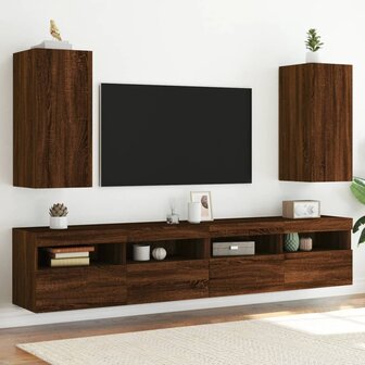 Tv-wandmeubelen met LED 2 st 30,5x35x70 cm bruin eikenkleur 1