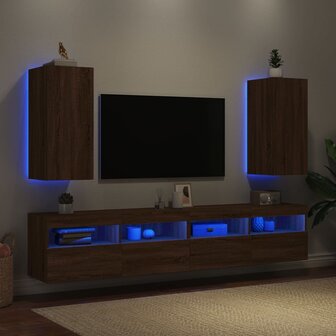 Tv-wandmeubelen met LED 2 st 30,5x35x70 cm bruin eikenkleur 3