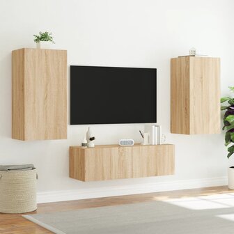 Tv-wandmeubel met LED-verlichting 40,5x35x80 cm sonoma eiken 5