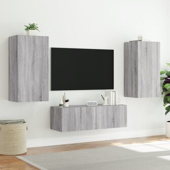 Tv-wandmeubel met LED-verlichting 40,5x35x80 cm grijs sonoma 5