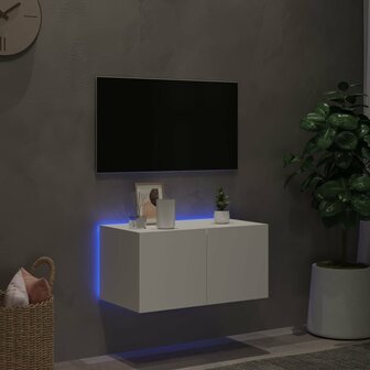 Tv-wandmeubel met LED-verlichting 60x35x31 cm wit 3