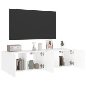 Tv-wandmeubelen met LED-verlichting 2 st 60x35x31 cm wit 6