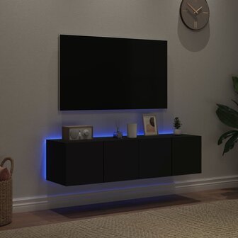 Tv-wandmeubelen met LED-verlichting 2 st 60x35x31 cm zwart 3