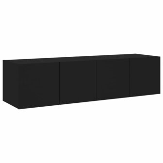 Tv-wandmeubelen met LED-verlichting 2 st 60x35x31 cm zwart 7