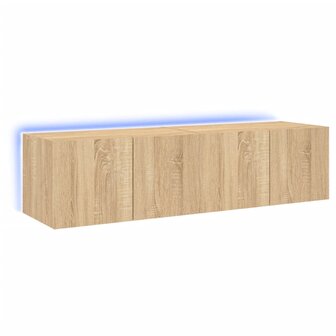 Tv-wandmeubelen met LED 2 st 60x35x31 cm sonoma eikenkleurig 2