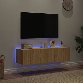 Tv-wandmeubelen met LED 2 st 60x35x31 cm sonoma eikenkleurig 3