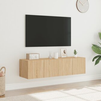 Tv-wandmeubelen met LED 2 st 60x35x31 cm sonoma eikenkleurig 4