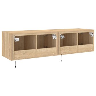 Tv-wandmeubelen met LED 2 st 60x35x31 cm sonoma eikenkleurig 11