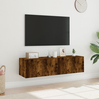 Tv-wandmeubelen met LED 2 st 60x35x31 cm gerookt eikenkleurig 4