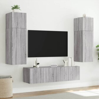 Tv-wandmeubelen met LED 2 st 60x35x31 cm grijs sonoma eiken 5