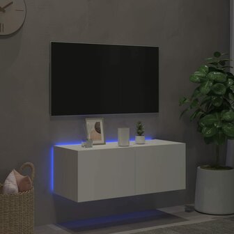 Tv-wandmeubel met LED-verlichting 80x35x31 cm wit 3