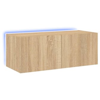 Tv-wandmeubel met LED-verlichting 80x35x31 cm sonoma eikenkleur 2