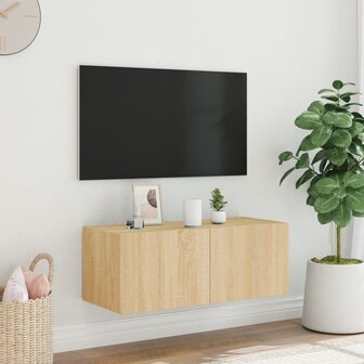 Tv-wandmeubel met LED-verlichting 80x35x31 cm sonoma eikenkleur 4