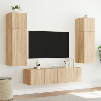 Tv-wandmeubel met LED-verlichting 80x35x31 cm sonoma eikenkleur 5