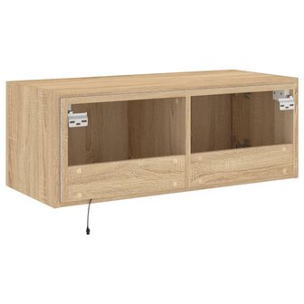 Tv-wandmeubel met LED-verlichting 80x35x31 cm sonoma eikenkleur 11