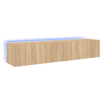 Tv-wandmeubels met LED 2 st 80x35x31 cm sonoma eikenkleurig 2