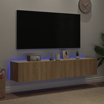 Tv-wandmeubels met LED 2 st 80x35x31 cm sonoma eikenkleurig 3