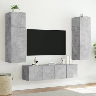 Tv-wandmeubel met LED-verlichting 80x35x31 cm betongrijs 5