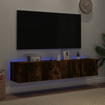 Tv-wandmeubels met LED 2 st 80x35x31 cm gerookt eikenkleurig 3