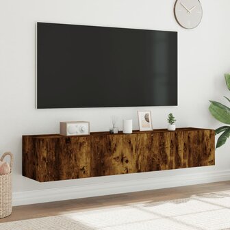 Tv-wandmeubels met LED 2 st 80x35x31 cm gerookt eikenkleurig 4