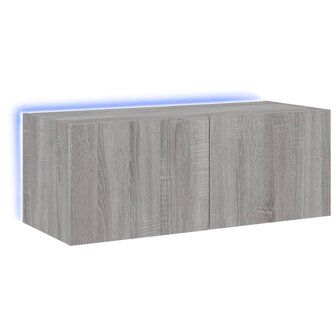 Tv-wandmeubel met LED-verlichting 80x35x31 cm grijs sonoma 2