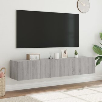 Tv-wandmeubels met LED 2 st 80x35x31 cm grijs sonoma 4