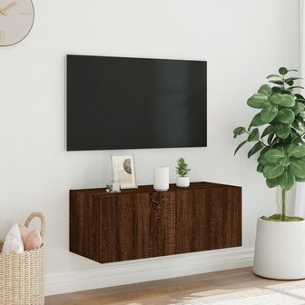 Tv-wandmeubel met LED-verlichting 80x35x31 cm bruin eikenkleur 4