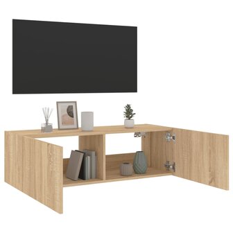 Tv-wandmeubel met LED-verlichting 100x35x31 cm sonoma eiken 8