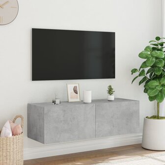 Tv-wandmeubel met LED-verlichting 100x35x31 cm betongrijs 6