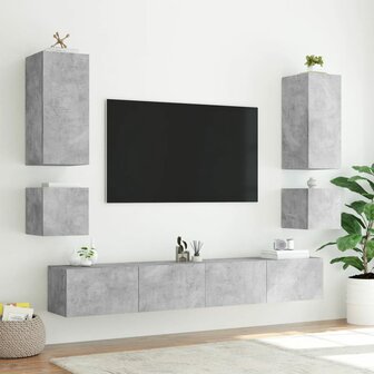 Tv-wandmeubel met LED-verlichting 100x35x31 cm betongrijs 7