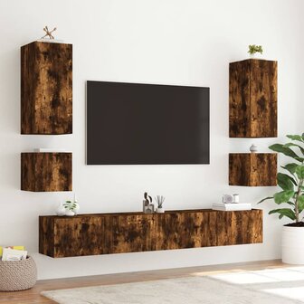 Tv-wandmeubel met LED-verlichting 100x35x31 cm gerookt eiken 7