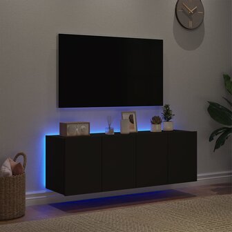 Tv-wandmeubels met LED-verlichting 2 st 60x35x41 cm zwart 4