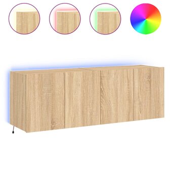 Tv-wandmeubels met LED 2 st 60x35x41 cm sonoma eikenkleurig 2