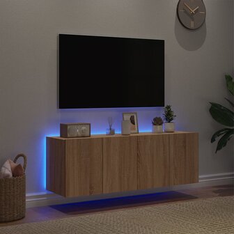 Tv-wandmeubels met LED 2 st 60x35x41 cm sonoma eikenkleurig 4