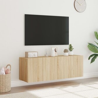 Tv-wandmeubels met LED 2 st 60x35x41 cm sonoma eikenkleurig 5