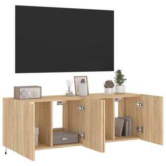 Tv-wandmeubels met LED 2 st 60x35x41 cm sonoma eikenkleurig 7