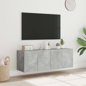 Tv-wandmeubels met LED-verlichting 2 st 60x35x41 cm betongrijs 4