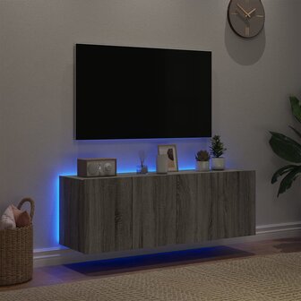 Tv-wandmeubels met LED 2 st 60x35x41 cm grijs sonoma eiken 4