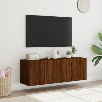 Tv-wandmeubels met LED 2 st 60x35x41 cm bruin eikenkleur 4