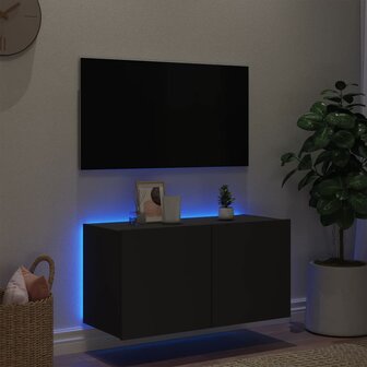 Tv-wandmeubel met LED-verlichting 80x35x41 cm zwart 4