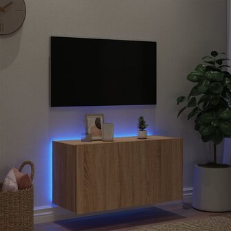 Tv-wandmeubel met LED-verlichting 80x35x41 cm sonoma eikenkleur 4