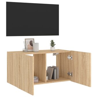 Tv-wandmeubel met LED-verlichting 80x35x41 cm sonoma eikenkleur 7