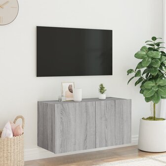 Tv-wandmeubel met LED-verlichting 80x35x41 cm grijs sonoma 5